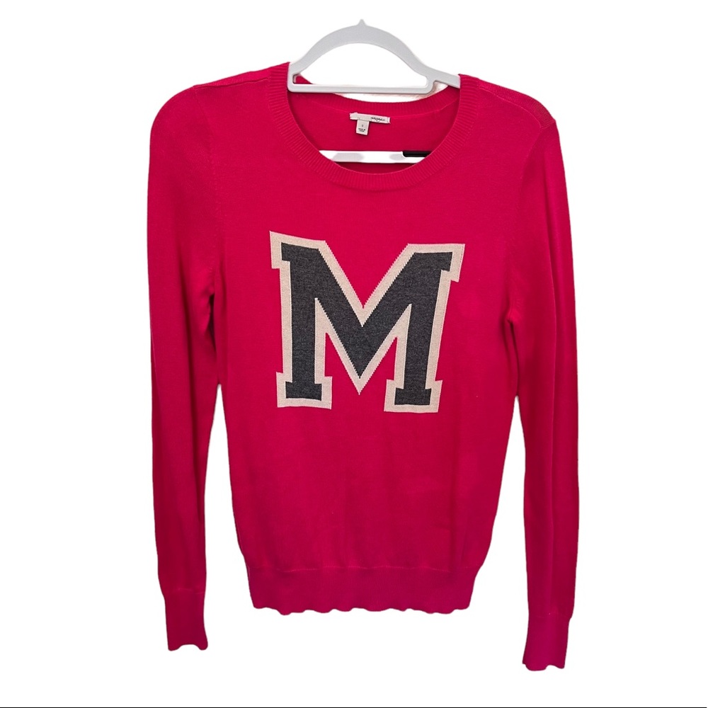 Halogen Collegiate Crew Neck Monogram Sweater - image 1